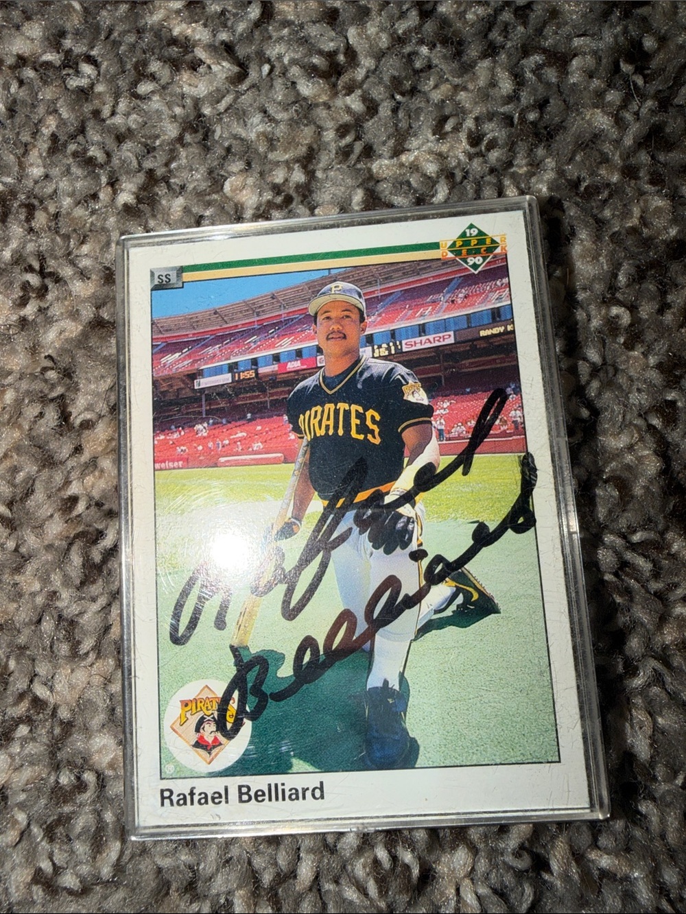 Autographed Black Pittsburgh Pirates Baseball Card - Rafael Belliard